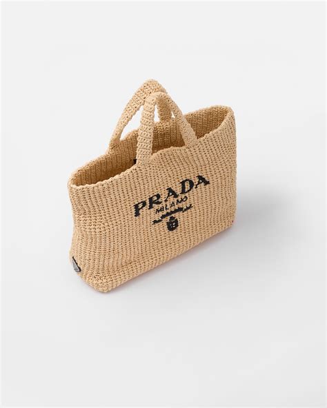 prada natural raffia paglia tote|PRADA Raffia Logo Tote Naturale 1489922 .